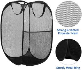 img 1 attached to 🧺 Large Foldable Pop-up Laundry Hamper - Mesh Basket for Dirty Clothes with Carry Handles (Set of 2)