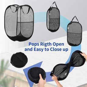 img 3 attached to 🧺 Large Foldable Pop-up Laundry Hamper - Mesh Basket for Dirty Clothes with Carry Handles (Set of 2)