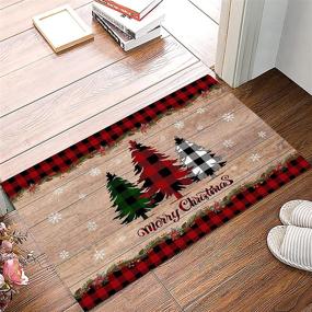 img 3 attached to 🎄 Vandarllin 18x30inch Merry Christmas Doormats: Farmhouse Buffalo Plaid Tree Design for a Non-Slip Entrance Welcome at Home, Bathroom, Kitchen, and Bedroom (Red Black Green)