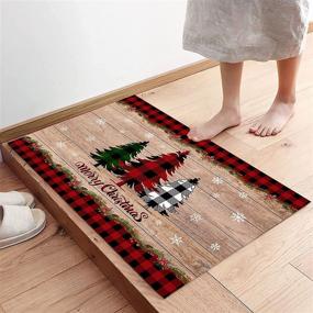 img 1 attached to 🎄 Vandarllin 18x30inch Merry Christmas Doormats: Farmhouse Buffalo Plaid Tree Design for a Non-Slip Entrance Welcome at Home, Bathroom, Kitchen, and Bedroom (Red Black Green)