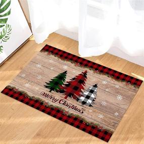 img 2 attached to 🎄 Vandarllin 18x30inch Merry Christmas Doormats: Farmhouse Buffalo Plaid Tree Design for a Non-Slip Entrance Welcome at Home, Bathroom, Kitchen, and Bedroom (Red Black Green)