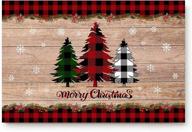 🎄 vandarllin 18x30inch merry christmas doormats: farmhouse buffalo plaid tree design for a non-slip entrance welcome at home, bathroom, kitchen, and bedroom (red black green) logo