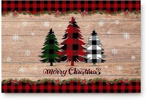 img 4 attached to 🎄 Vandarllin 18x30inch Merry Christmas Doormats: Farmhouse Buffalo Plaid Tree Design for a Non-Slip Entrance Welcome at Home, Bathroom, Kitchen, and Bedroom (Red Black Green)