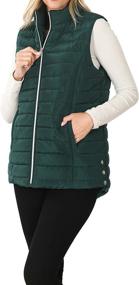 img 3 attached to Sherpa Lined Quilted Pockets Huntergreen Women's Clothing for Coats, Jackets & Vests