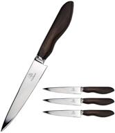 🔪 otw pavilion premium 4-piece stainless steel steak knife set - 5 inch non serrated curved blades with wooden handles logo