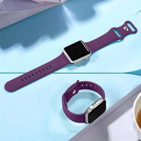 img 3 attached to 📱 Dirrelo 4-пакет силиконовых ремешков для Apple Watch Series 7 6 SE 5 4 3 2 1 - малый размер, белый, песчано-розовый, темно-фиолетовый, светло-голубой - совместим с 38мм и 40мм и 41мм - женские и мужские браслеты.