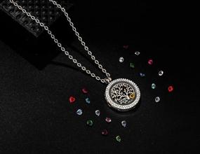 img 3 attached to 🌙 CHICNOW I Love You to The Moon and Back Family Tree of Life Memory Locket Necklace: Stunning Gift for Mom featuring Birthstone Charms