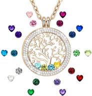 🌙 chicnow i love you to the moon and back family tree of life memory locket necklace: stunning gift for mom featuring birthstone charms logo