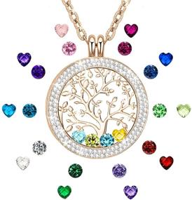 img 4 attached to 🌙 CHICNOW I Love You to The Moon and Back Family Tree of Life Memory Locket Necklace: Stunning Gift for Mom featuring Birthstone Charms