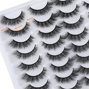img 1 attached to 🐱 ALICE Cat Eye Lashes: 16 Pairs of Natural False Eyelashes for Fluffy Volume - Faux Mink Lashes Handcrafted with Short Length - Complete Pack