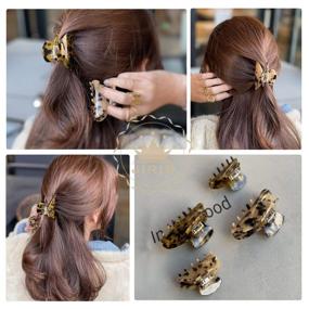 img 3 attached to 🐆 JIRIS 2 шт. Зажимы для волос типа Hair Claw Banana 2,75 дюйма: Стильные баретки с черепаховым рисунком для женщин и девочек | Французский дизайн, целлюлоидный леопардовый принт | Набор из 4 шт.