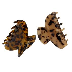 img 4 attached to 🐆 JIRIS 2PCS 2.75-Inch Hair Claw Banana Clips: Stylish Tortoise Barrettes for Women & Girls | French Design, Celluloid Leopard Print | Set of 4