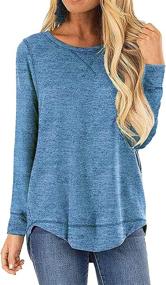 img 3 attached to 👚 Stylish Womens Crewneck Sweatshirts: Trendy Solid Color Tunic Tops for Leggings, Long Sleeve Sweaters for Casual Comfort