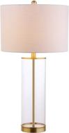 💡 modern, contemporary, glam glass led table lamp - jonathan y jyl2005a - ideal for bedroom, living room, office, college dorm, coffee & bookcase - clear/bronze finish - collins 29.25 inches high логотип