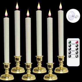 img 2 attached to DRomance Christmas Flameless Window Taper Candles: Remote Controlled, Timer & Real Flame Effect - 6 Pack Gold Holders & Suction Cups Included