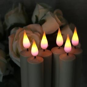 img 3 attached to DRomance Christmas Flameless Window Taper Candles: Remote Controlled, Timer & Real Flame Effect - 6 Pack Gold Holders & Suction Cups Included