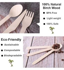 img 1 attached to 🌱 ECOLOJIKS Eco-Friendly Wooden Cutlery Set - Sustainable, Biodegradable, and Compostable Utensils - 200-Piece Set with 100 Forks, 50 Knives, and 50 Spoons