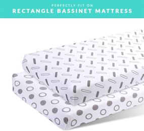 img 2 attached to 👶 Halo Bassinet Fitted Sheets Pack of 2 by Tansy Panda - Premium Organic Cotton, Breathable, Universal Bassinet Mattress Sheets for Baby Boy and Girl, White and Grey