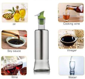 img 2 attached to 🍶 HAI- ZEEN Oil and Vinegar Cruet Glass Bottle: 10 oz Dispenser with High Flow Pourer & Drip-Free Spouts (Nozzle B) – Perfect for Kitchen and BBQ