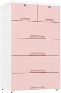 nafenai pink plastic drawers dresser, closet storage cabinet 🎀 with 6 drawers, tall dresser organizer for clothes, playroom, bedroom furniture логотип