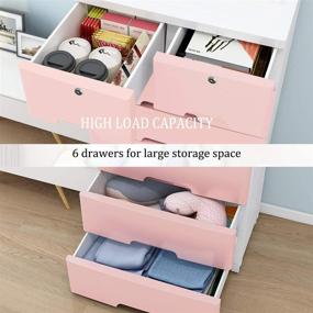 img 1 attached to Nafenai Pink Plastic Drawers Dresser, Closet Storage Cabinet 🎀 with 6 Drawers, Tall Dresser Organizer for Clothes, Playroom, Bedroom Furniture