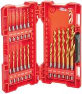 milwaukee 18-piece shockwave impact duty thunderbolt titanium drill bit set - anti-walking 135° angled tip - includes storage case logo