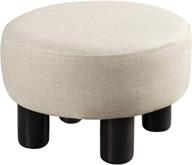 🪑 round beige pu leather padded ottoman foot rest with plastic legs – small footstool for couch, desk, office, living room – comfy upholstered footstool & ottoman logo