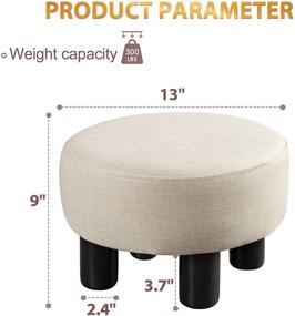 img 3 attached to 🪑 Round Beige PU Leather Padded Ottoman Foot Rest with Plastic Legs – Small Footstool for Couch, Desk, Office, Living Room – Comfy Upholstered Footstool & Ottoman