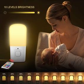 img 2 attached to 🌟 Lovely LOHAS Kids Night Light Plug in: 9-Color Changing LED Bright Wall Light Switch, Remote Control, Dimmable, Soft White and Daylight for Kids Room Bedroom Hallway Christmas - 2 Pack