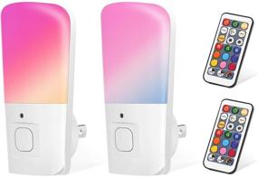 img 4 attached to 🌟 Lovely LOHAS Kids Night Light Plug in: 9-Color Changing LED Bright Wall Light Switch, Remote Control, Dimmable, Soft White and Daylight for Kids Room Bedroom Hallway Christmas - 2 Pack