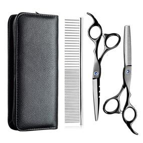 img 4 attached to 🔪 Professional Hair Scissors Cutting Kit - Straight & Thinning Scissors, Comb and Carry Pouch - 100% Stainless Steel for Barbers and Hair Stylists