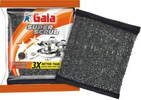 img 4 attached to 🧽 Premium Gala Black Super Scrub Scouring Pads: Extra Durable Kitchen Dish Washing - Pack of 6