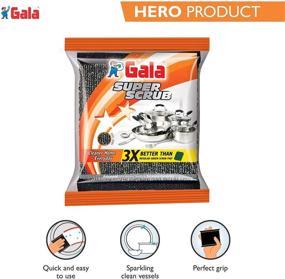 img 2 attached to 🧽 Premium Gala Black Super Scrub Scouring Pads: Extra Durable Kitchen Dish Washing - Pack of 6