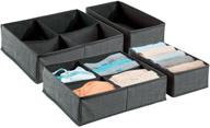 📦 mdesign soft fabric drawer and closet storage bins - 4 pieces - textured print - 2 pack - charcoal gray/black логотип