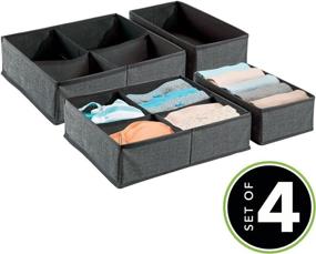 img 3 attached to 📦 mDesign Soft Fabric Drawer and Closet Storage Bins - 4 Pieces - Textured Print - 2 Pack - Charcoal Gray/Black