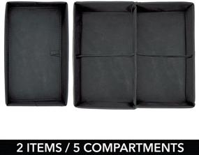 img 1 attached to 📦 mDesign Soft Fabric Drawer and Closet Storage Bins - 4 Pieces - Textured Print - 2 Pack - Charcoal Gray/Black