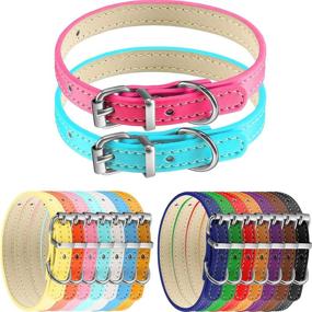 img 3 attached to 16-Pack of Adjustable PU Cat Collars - Colorful Small Pet Collars for Cats and Puppies with 16 Colors, Ideal for Identification, 6-9 Inch Size