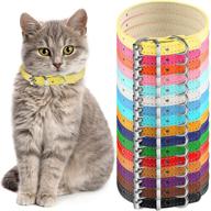 16-pack of adjustable pu cat collars - colorful small pet collars for cats and puppies with 16 colors, ideal for identification, 6-9 inch size logo