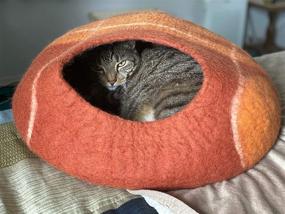 img 1 attached to 🐈 WHISKERVILLE, Large Premium Felted Handmade 100% Merino Wool Cat Caves for Cats, Kittens, and Small Animals