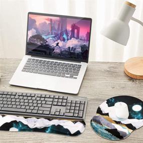 img 3 attached to ILeadon Keyboard and Mouse Wrist Rest Set - Ergonomic Support with Memory Foam for Comfortable Typing & Pain Relief - Mountains Moon Design