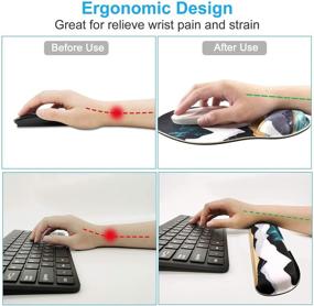 img 1 attached to ILeadon Keyboard and Mouse Wrist Rest Set - Ergonomic Support with Memory Foam for Comfortable Typing & Pain Relief - Mountains Moon Design