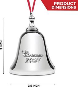 img 3 attached to 🎄 2021 Jingle Bell Ornament – Elegant Silver Bell for Christmas Tree – Nickel-Plated Engraved Bell Decoration with Red Ribbon – Real Christmas Ornament