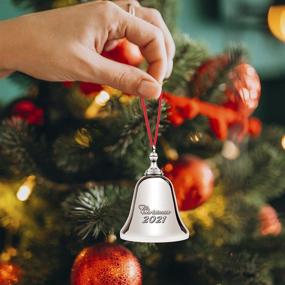 img 2 attached to 🎄 2021 Jingle Bell Ornament – Elegant Silver Bell for Christmas Tree – Nickel-Plated Engraved Bell Decoration with Red Ribbon – Real Christmas Ornament