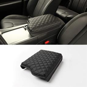 img 4 attached to 🚗 KMMOTORS Покрытие консоли Palisade, подушка для подлокотника, искусственная кожа, крышка крышки центральной консоли, автомобильные аксессуары, автомобильные гаджеты (2019-2022, черный)