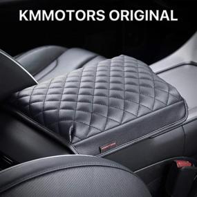 img 2 attached to 🚗 KMMOTORS Покрытие консоли Palisade, подушка для подлокотника, искусственная кожа, крышка крышки центральной консоли, автомобильные аксессуары, автомобильные гаджеты (2019-2022, черный)