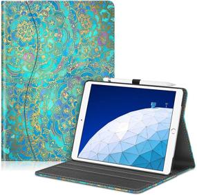 img 4 attached to 📱 Fintie Case for iPad Air (3rd Gen) 10.5" 2019 / iPad Pro 10.5" 2017 - Sleek Shield PU Leather Stand Cover with Pocket, Pencil Holder, Auto Wake/Sleep, Shades of Blue