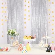 🎉 sparkling silver sequin curtain - 2 panels, 2.5x8ft - shiny sequin backdrop curtain with star garland hanging decoration for weddings, engagements, banquets, valentine's day parties - photography background logo