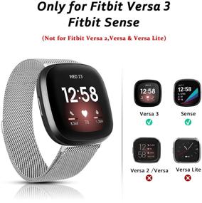 img 2 attached to 📿 Vanjua [2 Pack] Bands Compatible with Fitbit Versa 3 and Fitbit Sense: Breathable Stainless Steel Loop Mesh Magnetic Adjustable Wristband for Women and Men