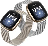 📿 vanjua [2 pack] bands compatible with fitbit versa 3 and fitbit sense: breathable stainless steel loop mesh magnetic adjustable wristband for women and men logo