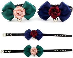 img 3 attached to 🐾 PETFAVORITES Nappa Leather Dog Collar and Cute Cat Collar with Flower Bow Tie, Bell Charm – Pet Accessories for Female Teacup Yorkie, Chihuahua, Kitten, and Small Dogs, Ideal for Clothes Costume and Jewelry Necklace